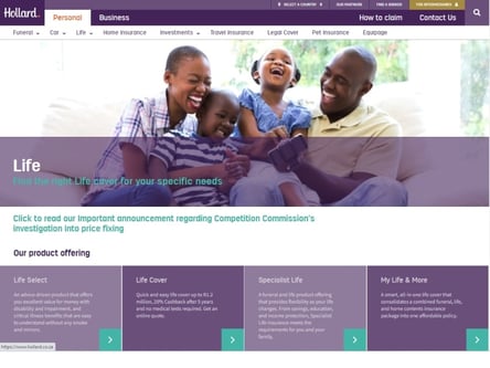 Hollard homepage