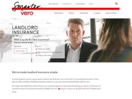 Vero Insurance homepage