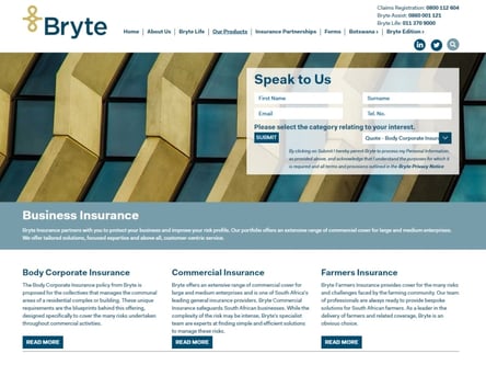 Bryte Insurance homepage