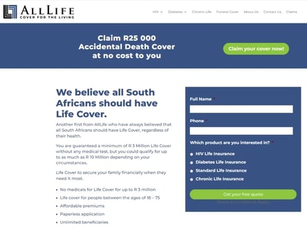 All Life homepage