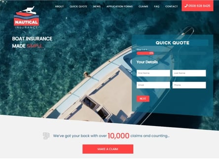 Nautical Insurance homepage