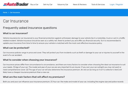 Auto Trader homepage