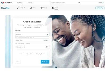 Capitec Bank homepage