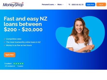 Moneyshop NZ homepage