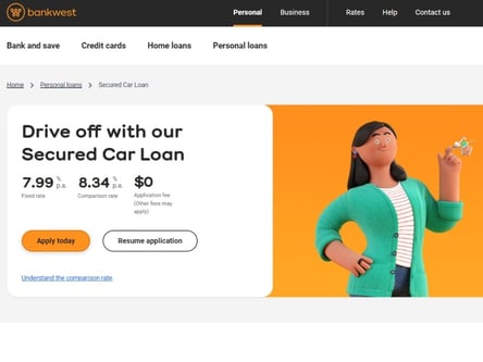 Bankwest homepage