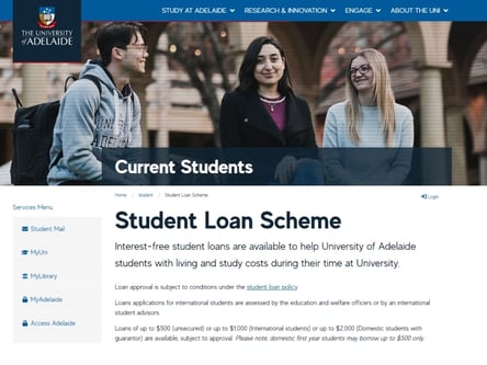 University of Adelaide homepage