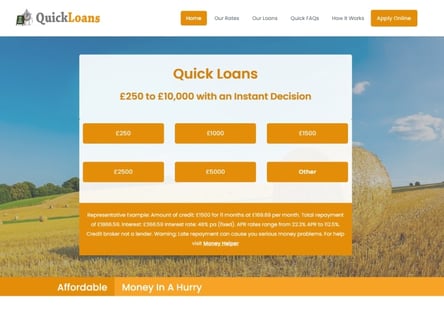 Quick Loans homepage