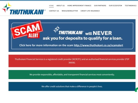 Thuthukani Loans homepage
