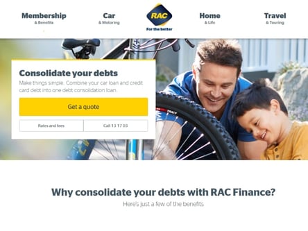 RAC Finance homepage