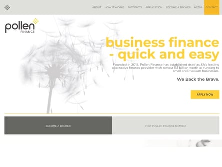 Pollen Finance homepage