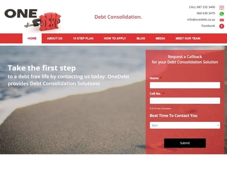 OneDebt homepage