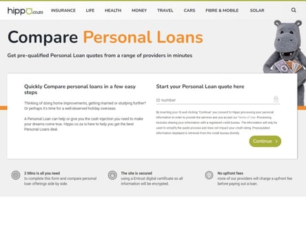Hippo Loans homepage