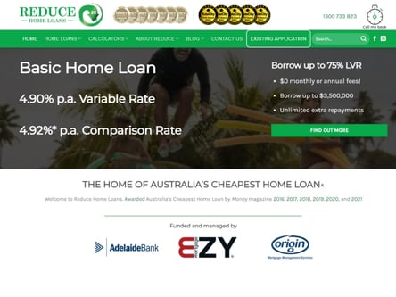 Reduce Loans homepage