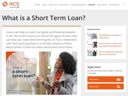 RCS Loans homepage