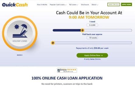 QuickCash Finance homepage