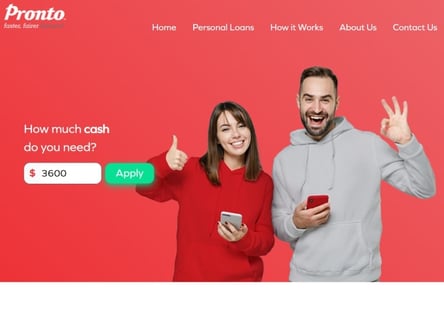 Pronto Finance homepage