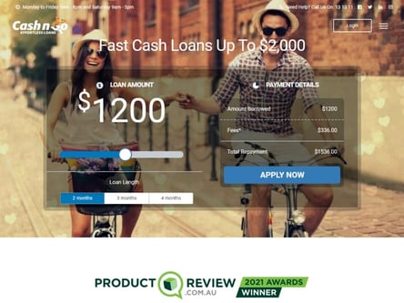 Cash n Go homepage