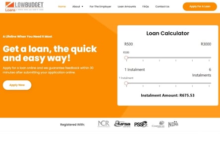Low Budget Loans homepage