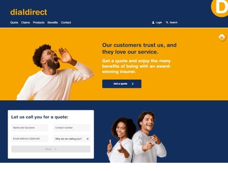 Dial Direct homepage
