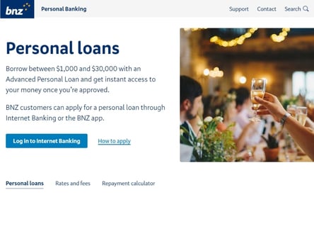 BNZ homepage