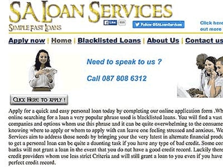 SA Loan Services homepage