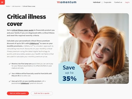 Momentum Insurance homepage