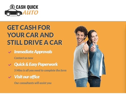 Cash Quick Auto Loans homepage