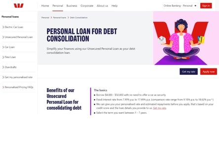 Westpac homepage