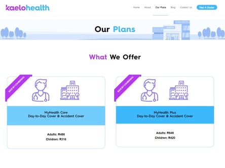 Kaelo Health homepage