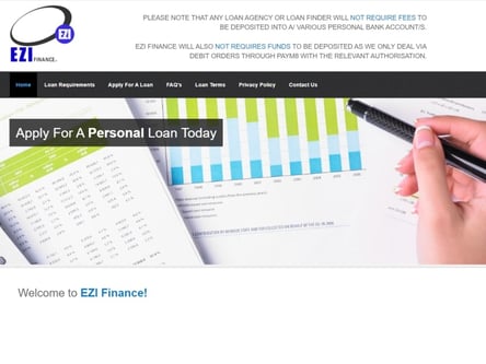 EZI Loans homepage