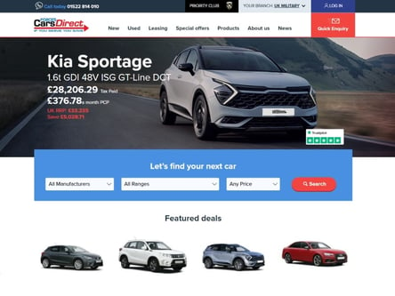 Forces Cars Direct homepage