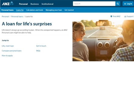 ANZ homepage