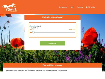 Swift Loans homepage