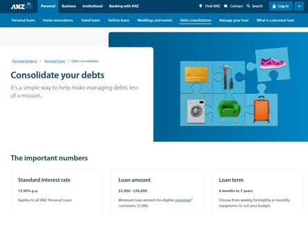 ANZ homepage