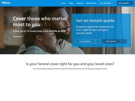 Telkom Funeral Cover homepage