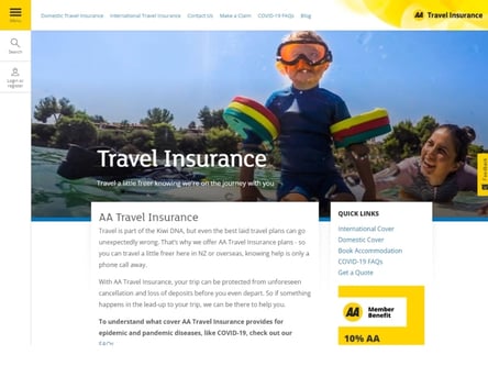 AA Insurance homepage