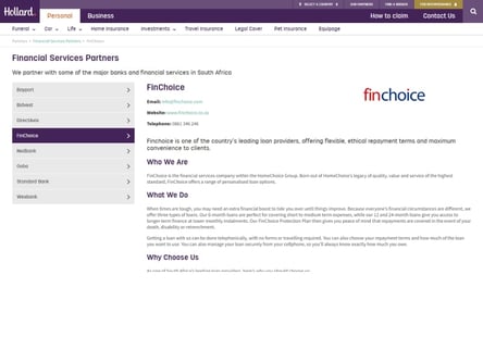 Hollard homepage