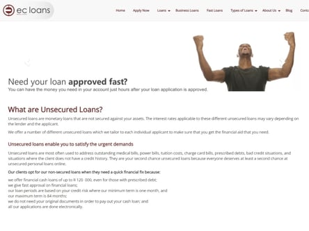 EC Loans homepage