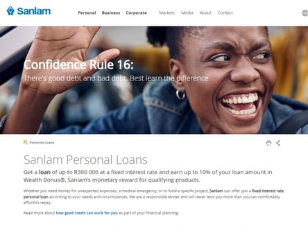 Sanlam Loans homepage