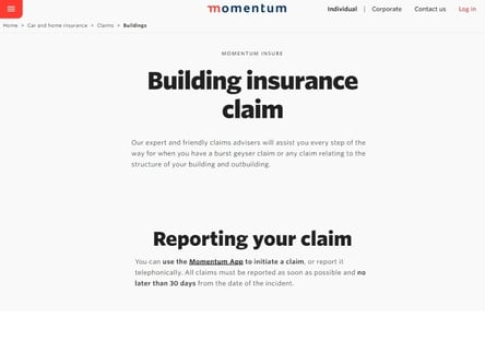 Momentum homepage