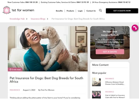 1st for Women homepage