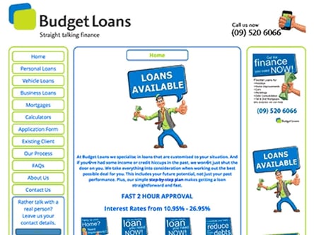 Budget Loans homepage