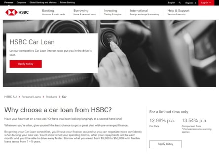 HSBC Bank homepage