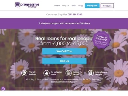 Progressive Money homepage