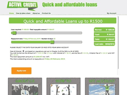 Active Credit homepage