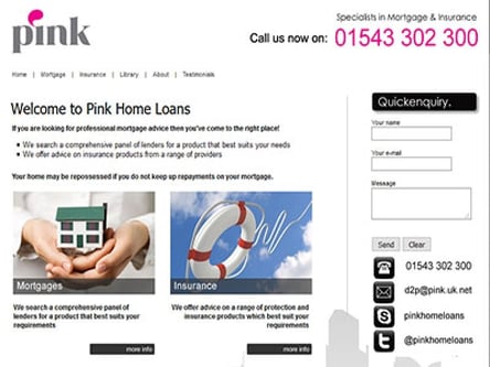 Pink Home Loans homepage