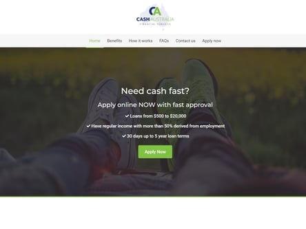 Cash Australia homepage