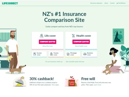 Life Direct homepage
