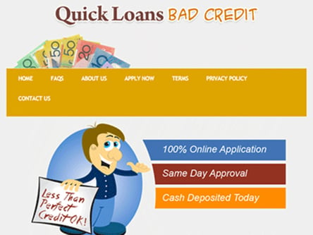 Quick Loans Bad Credit homepage