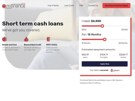 MiFinance homepage